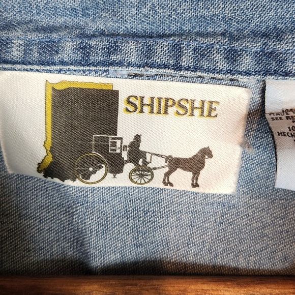 Denim Button Down Shirt with Lighthouses - Picture 5 of 10